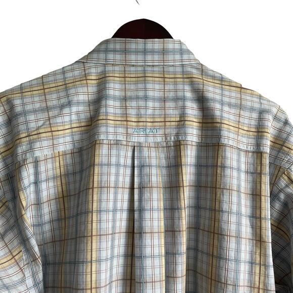 Ariat Men Shirt XL Blue Plaid Long Sleeve Button Down Pocket Workwear Office - Picture 4 of 13